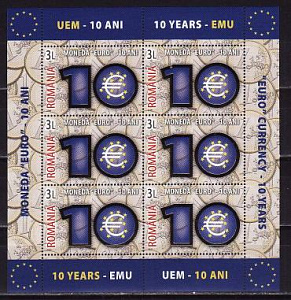 Румыния, 2009, 10 лет введения Евро, лист